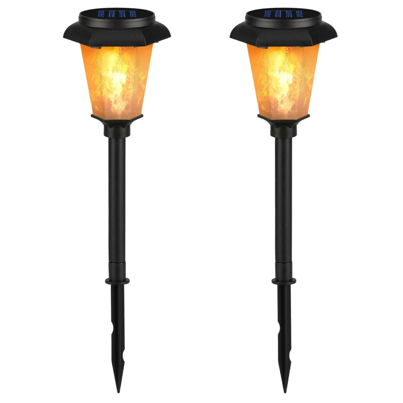 2Pcs Solar Flame Torch Light Ip65 Waterproof Flickering Flame Stake Lamp Decorative Landscape Lamp For Garden Path Yard